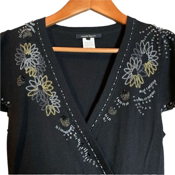 Nanette Lepore 100% merino wool beaded dress. Size small - Picture 3 of 8